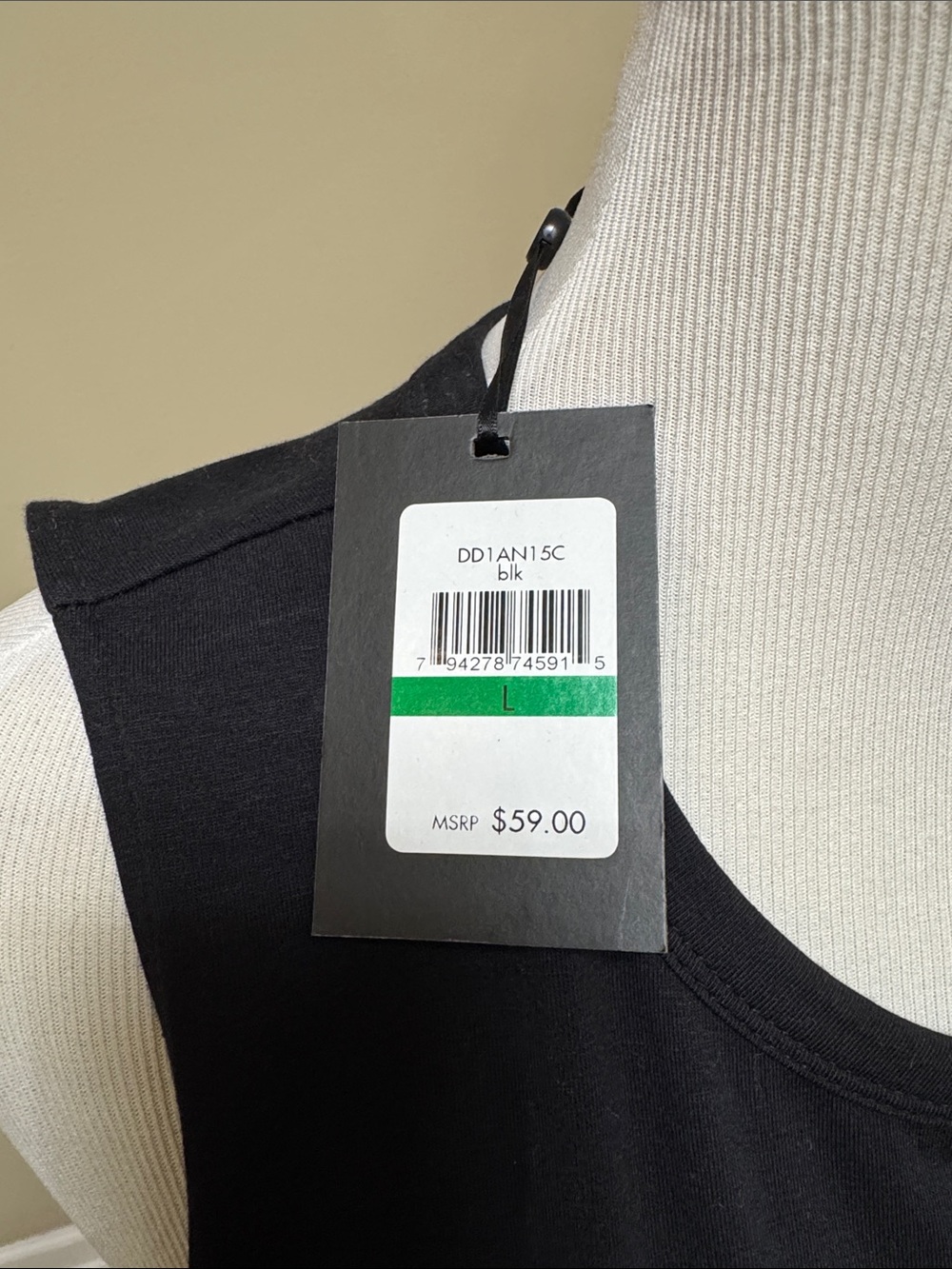 DKNY Black Maxi Tank Dress with Copper/Gold Logo Size L NWT - Picture 2 of 4